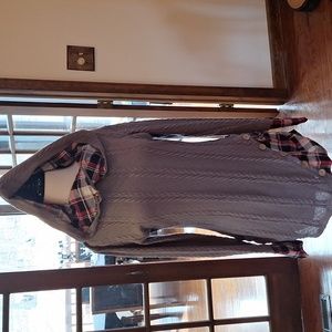 Women's Hooded Grey trimmed in plaid